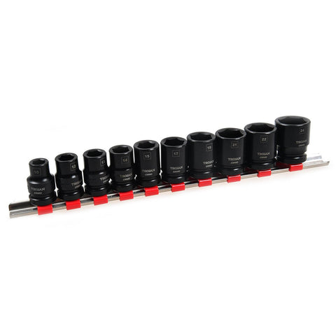 Trojan 10 Piece 1/2" Drive Impact Socket Rail Set - Metric CR-MO Sockets - SuperSaverAU - view 1