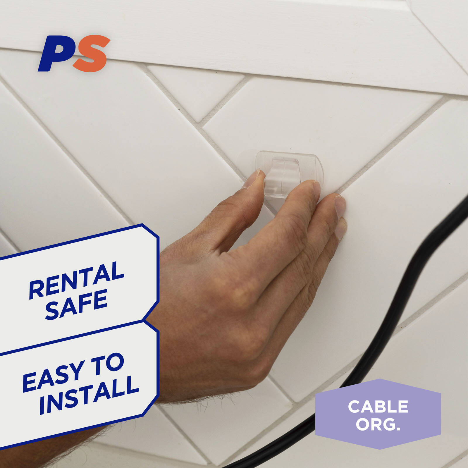 Permastik Large Clear Self-Adhesive Cord Clips - 6 Pack