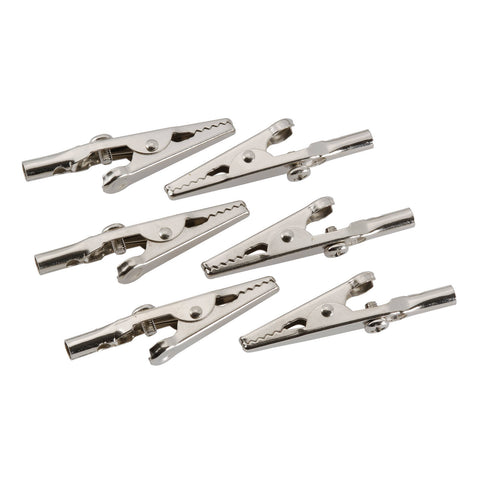 Projecta Alligator Test Clips, 6 Pack, Nickel-Plated Metal, Silver