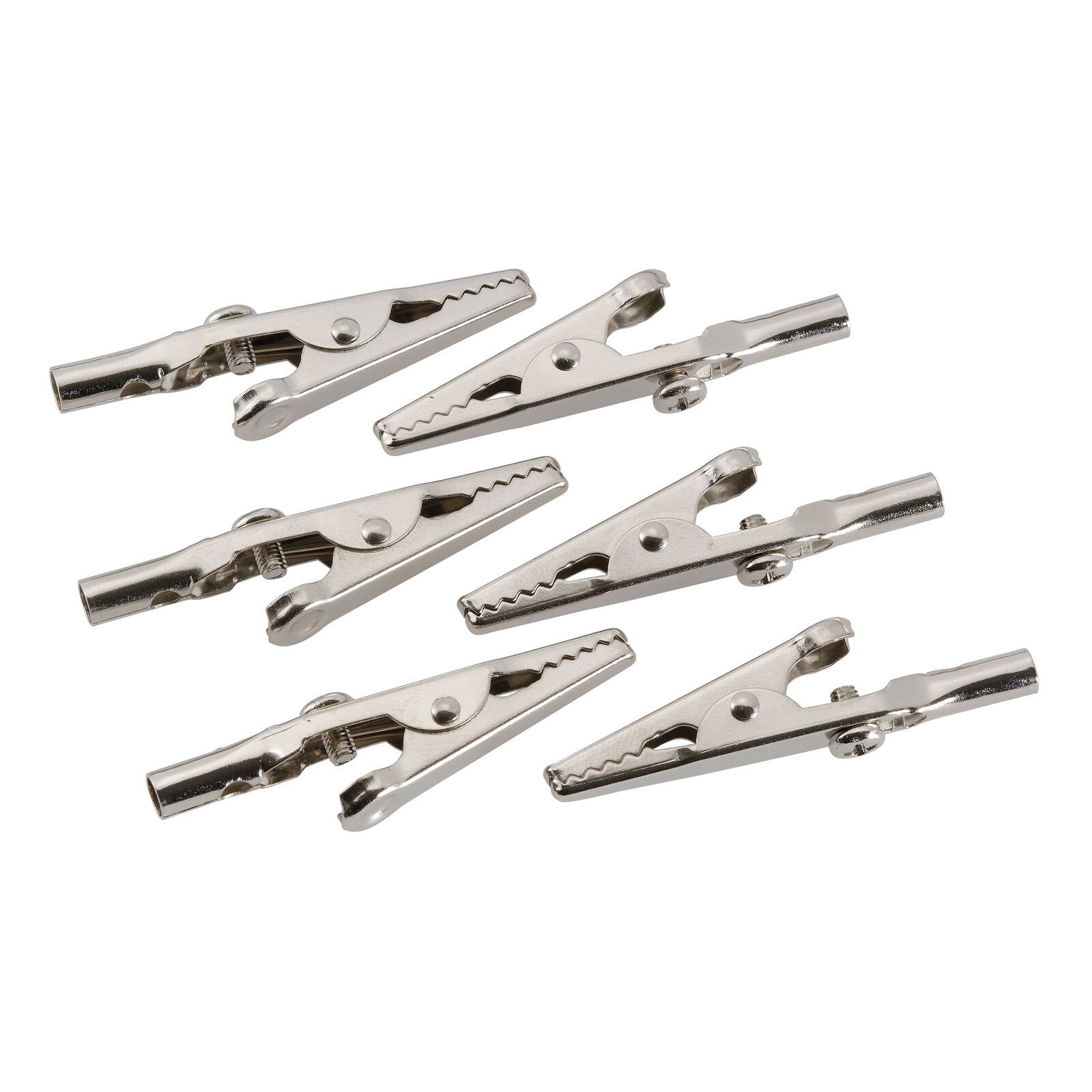 Projecta Alligator Test Clips, 6 Pack, Nickel-Plated Metal, Silver