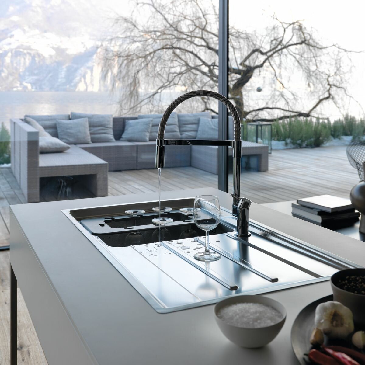Franke Aton single bowl sink with right hand drainer - 18/10 stainless steel, push button waste - ANX211RHD