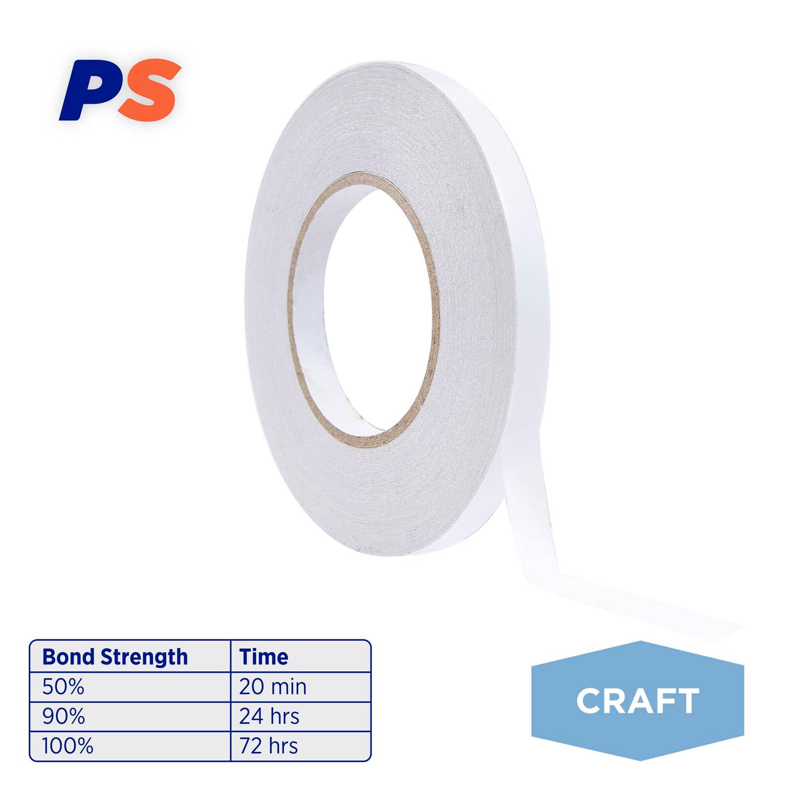 Permastik 50m x 12mm Double Sided Clear Acrylic Craft Tape Indoor