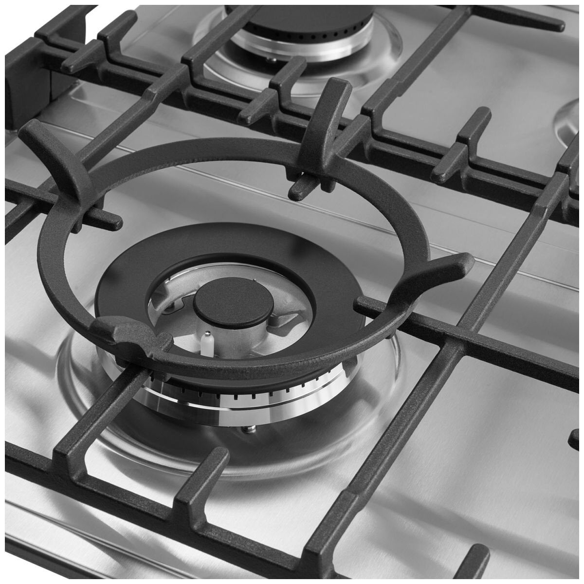 Omega 90cm Natural Gas Cooktop - Stainless Steel, Five Burners, Triple Ring Wok Burner - OCG905WX