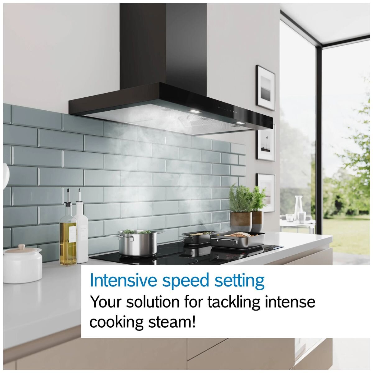 Bosch Series 6 90cm canopy rangehood - Stainless steel - 699m³/h, Home Connect, boost, timer - DWB97DN30A