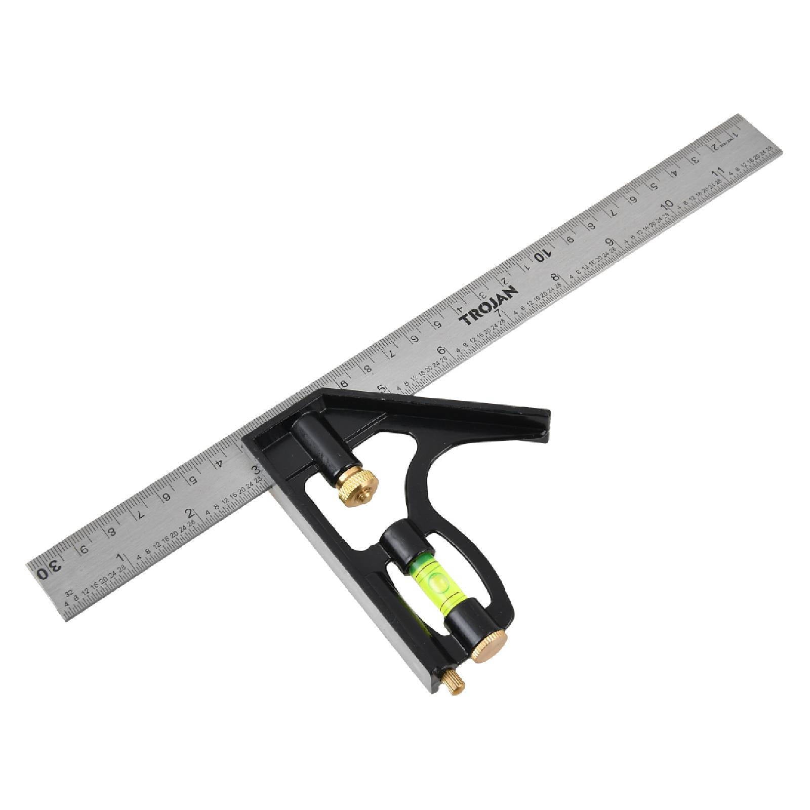 Trojan 300mm Combination Square with Depth Gauge & 45/90 Degree Angles
