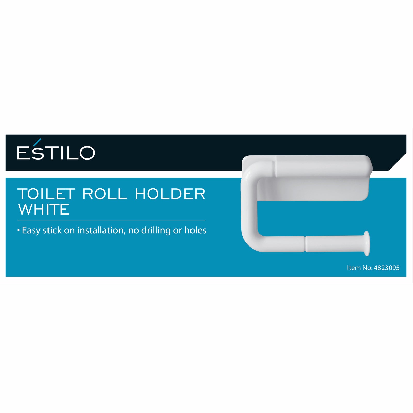 Estilo Toilet Roll Holder - White ABS Stick-On Wall Mounted