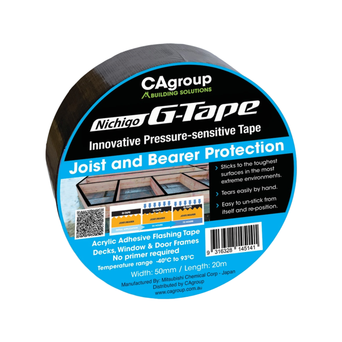 CAgroup 50mm x 20m Bearer Protector G-Tape Black