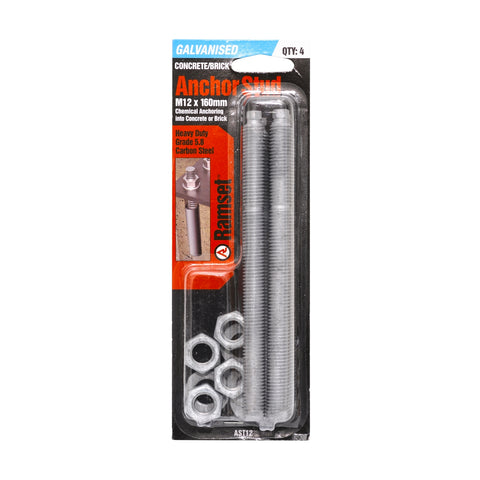Ramset M12 x 160mm Galvanised Anchor Stud - 4 Pack