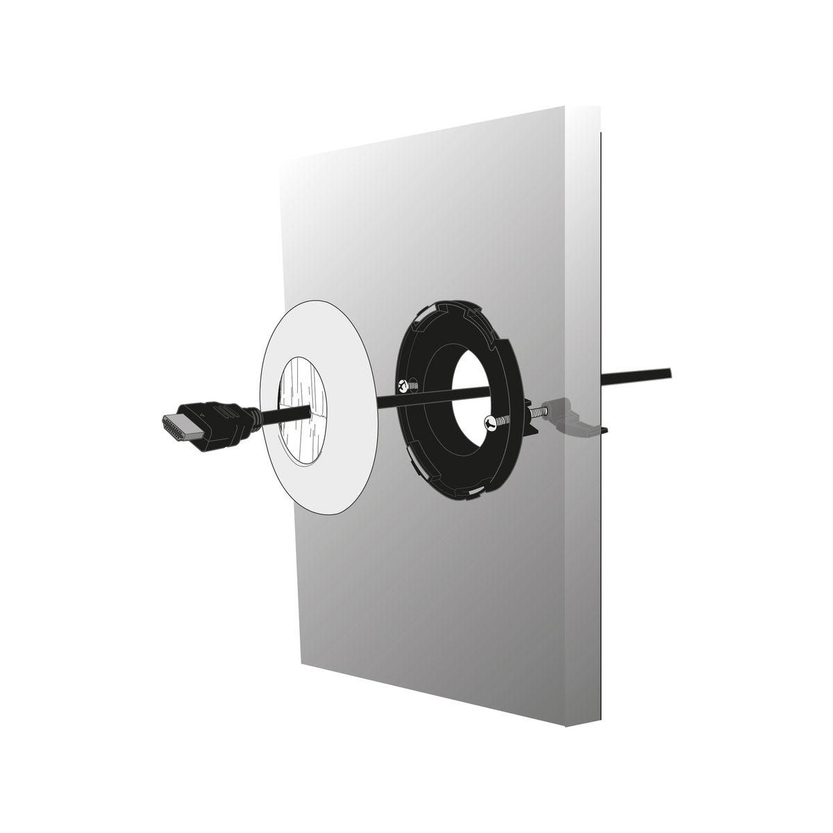 Deta White and Silver Polycarbonate Round Brush Wall Plate