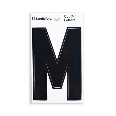 Sandleford 85mm Black Cut Out Self Adhesive House Letter M - Weather Resistant Polycarbonate