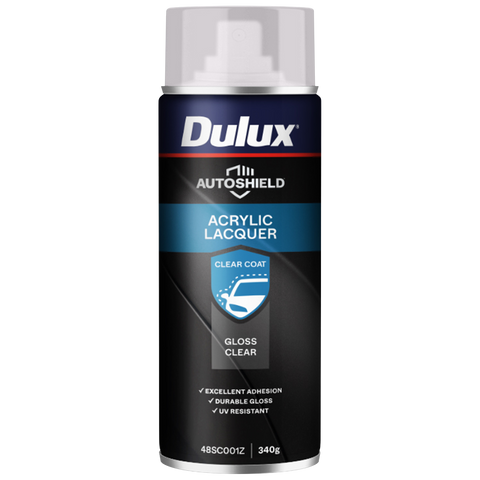 Dulux Autoshield Clear Gloss Acrylic Lacquer Spray Paint 340g