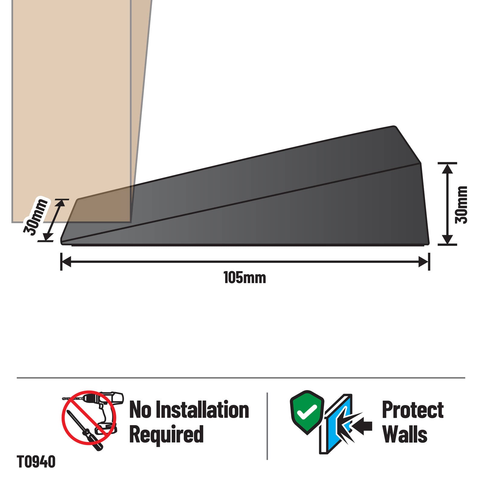 Adoored Black Timber Wedge Door Stop