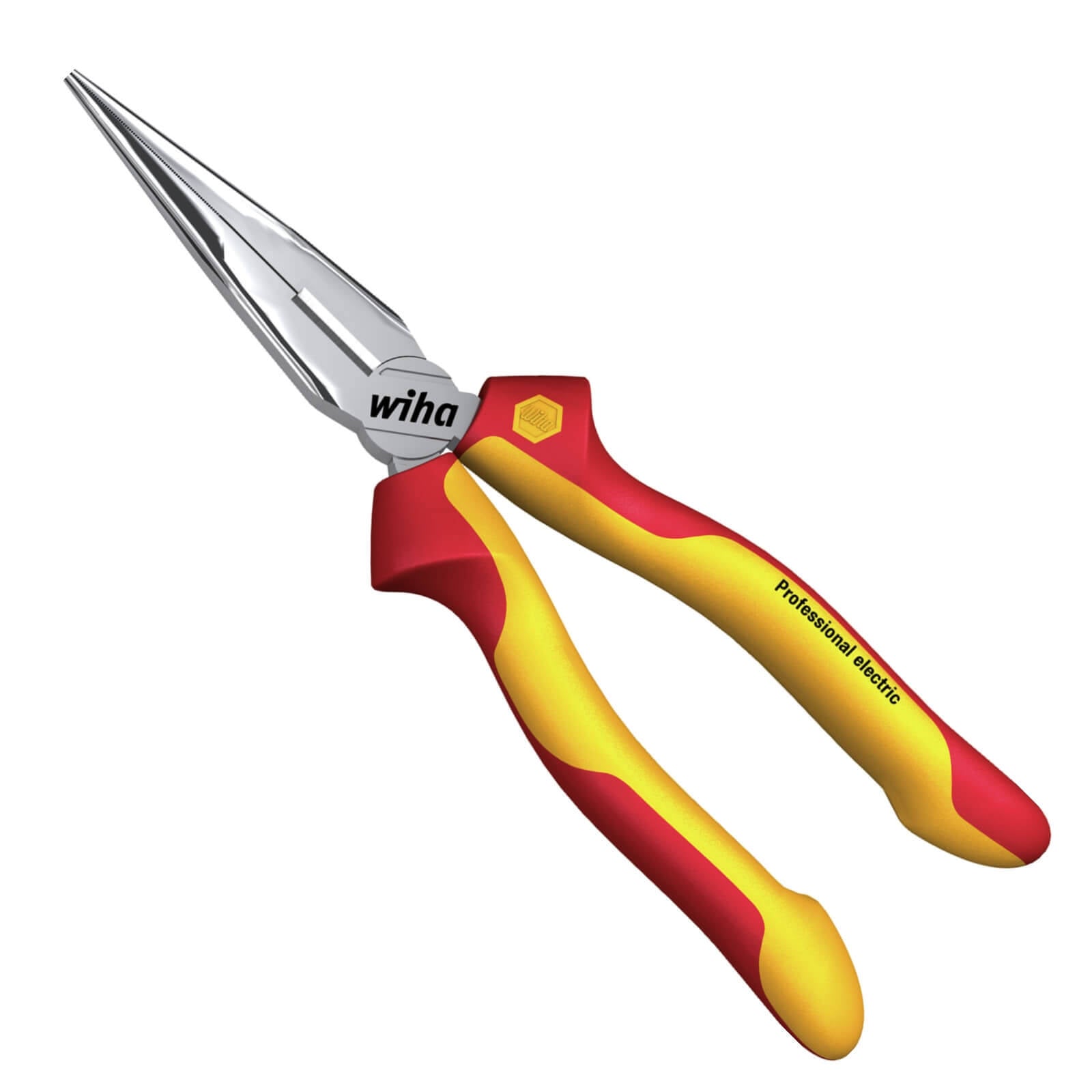 Wiha 200mm Long Nose VDE Pliers - 1000V Insulated, C70 Tool Steel, Straight Cut
