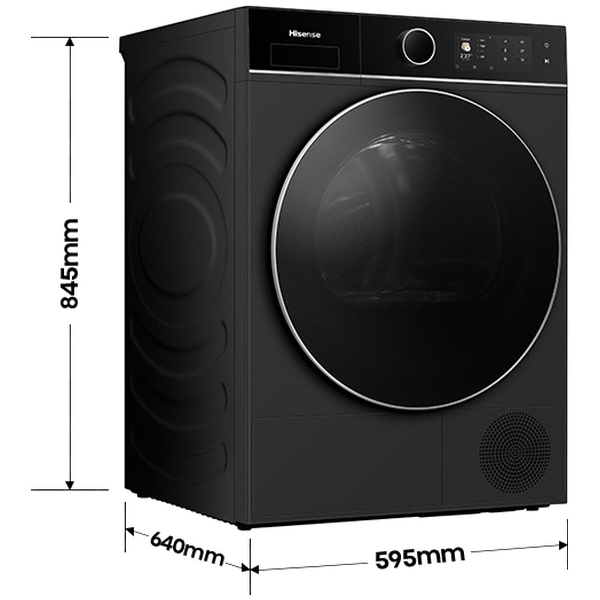 Hisense Series 8I 10kg Heat Pump Dryer - Charcoal Black, 10 Star Energy Rating, TFT Display - HDF8I10HB