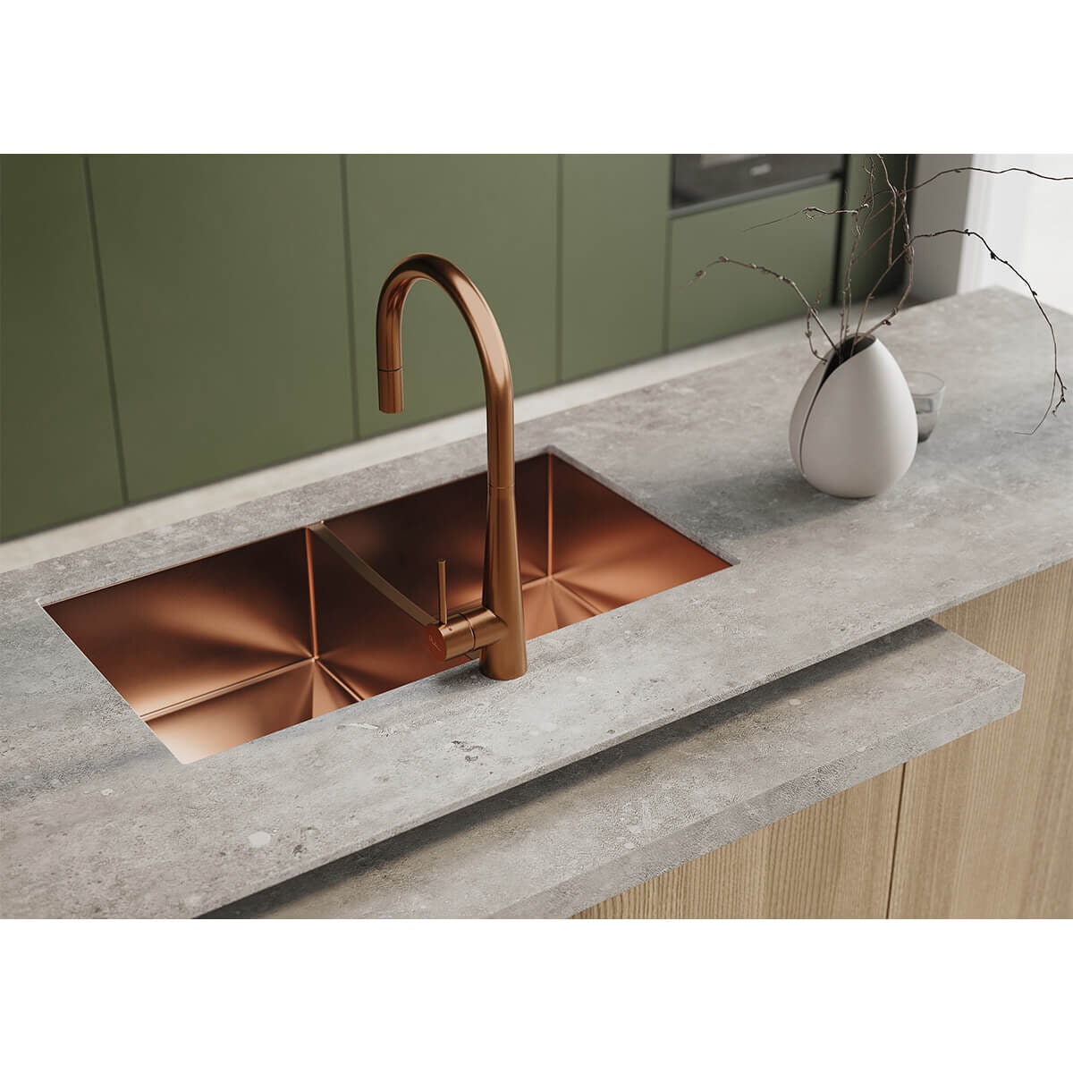 Oliveri Essente 316 stainless steel pull out gooseneck mixer tap - Copper - WELS 5 star - SS31625-CU