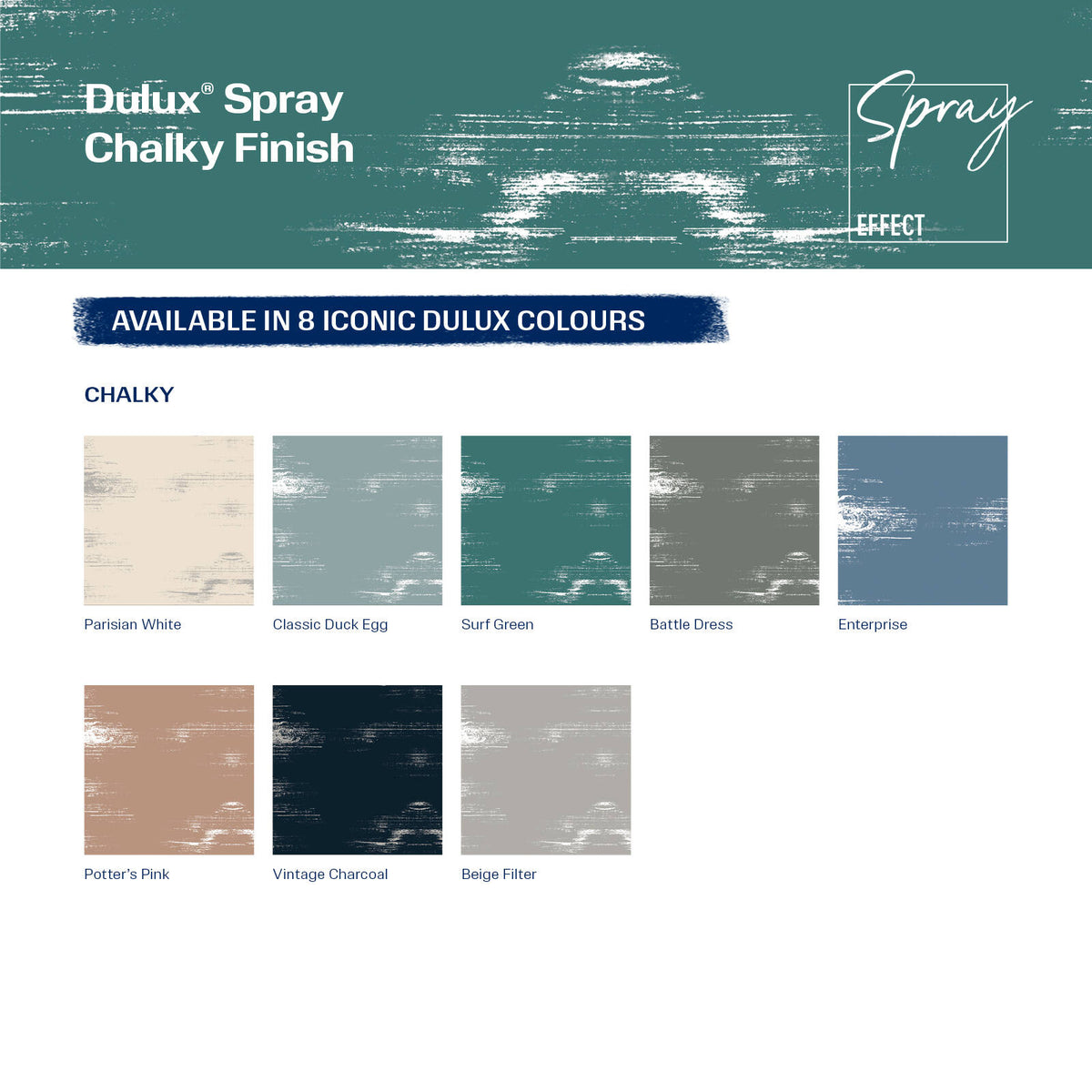 Dulux Chalky 340g Surf Green Spray Paint, Matte Chalk Finish for Furniture & Decor