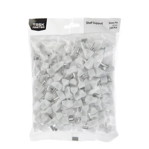 Taskmaster 5mm White Plastic Shelf Support 200 Pack
