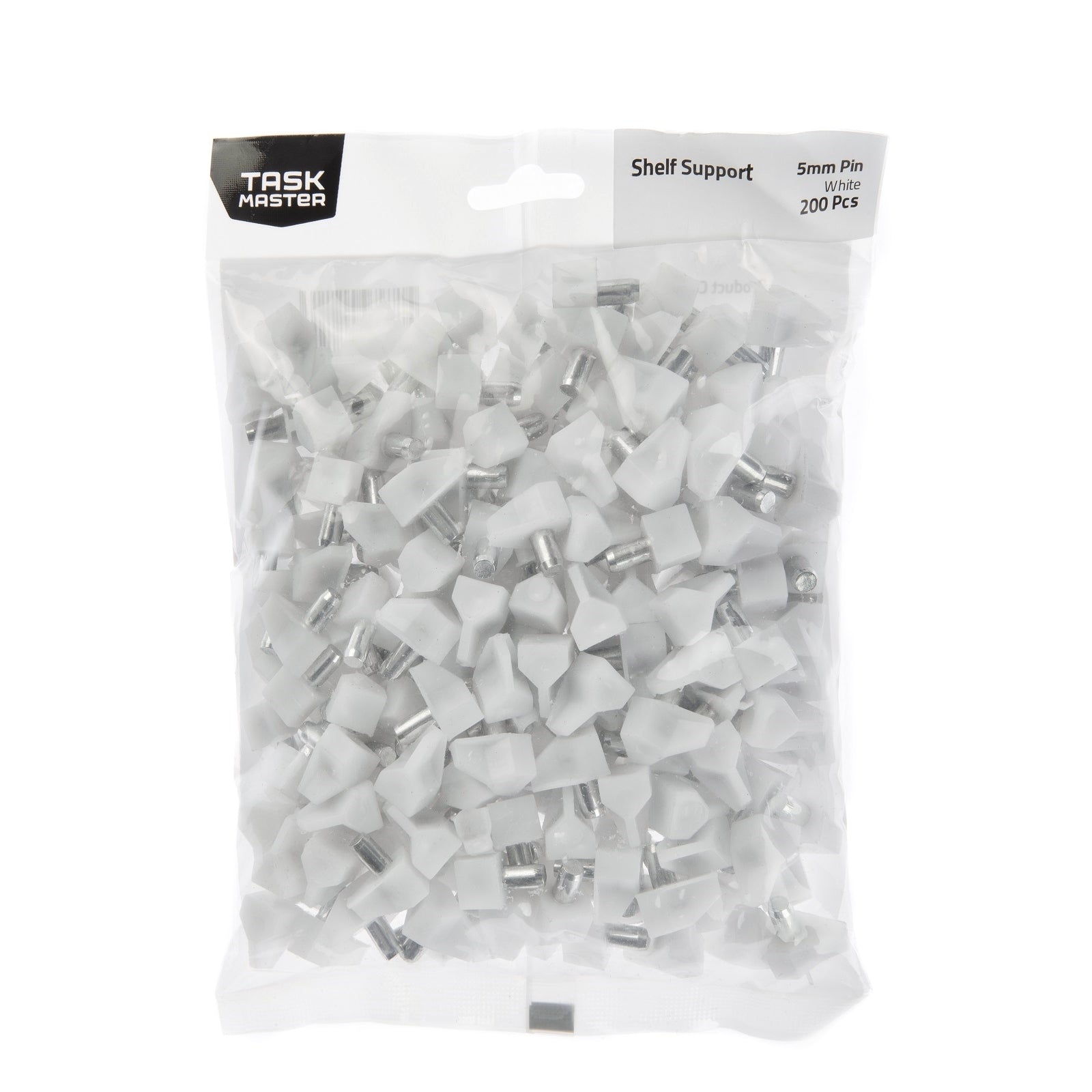 Taskmaster 5mm White Plastic Shelf Support 200 Pack