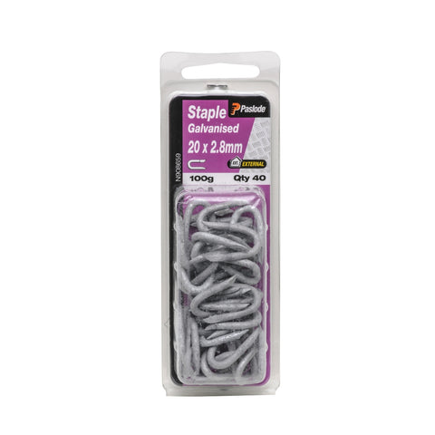 Paslode Staple Nails 20 x 2.8mm Galvanised Double Ended 100g 40 Pack