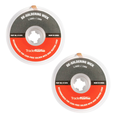 Tradeflame 3.0mm x 1.5m Copper De-Soldering Wick 2 Pack