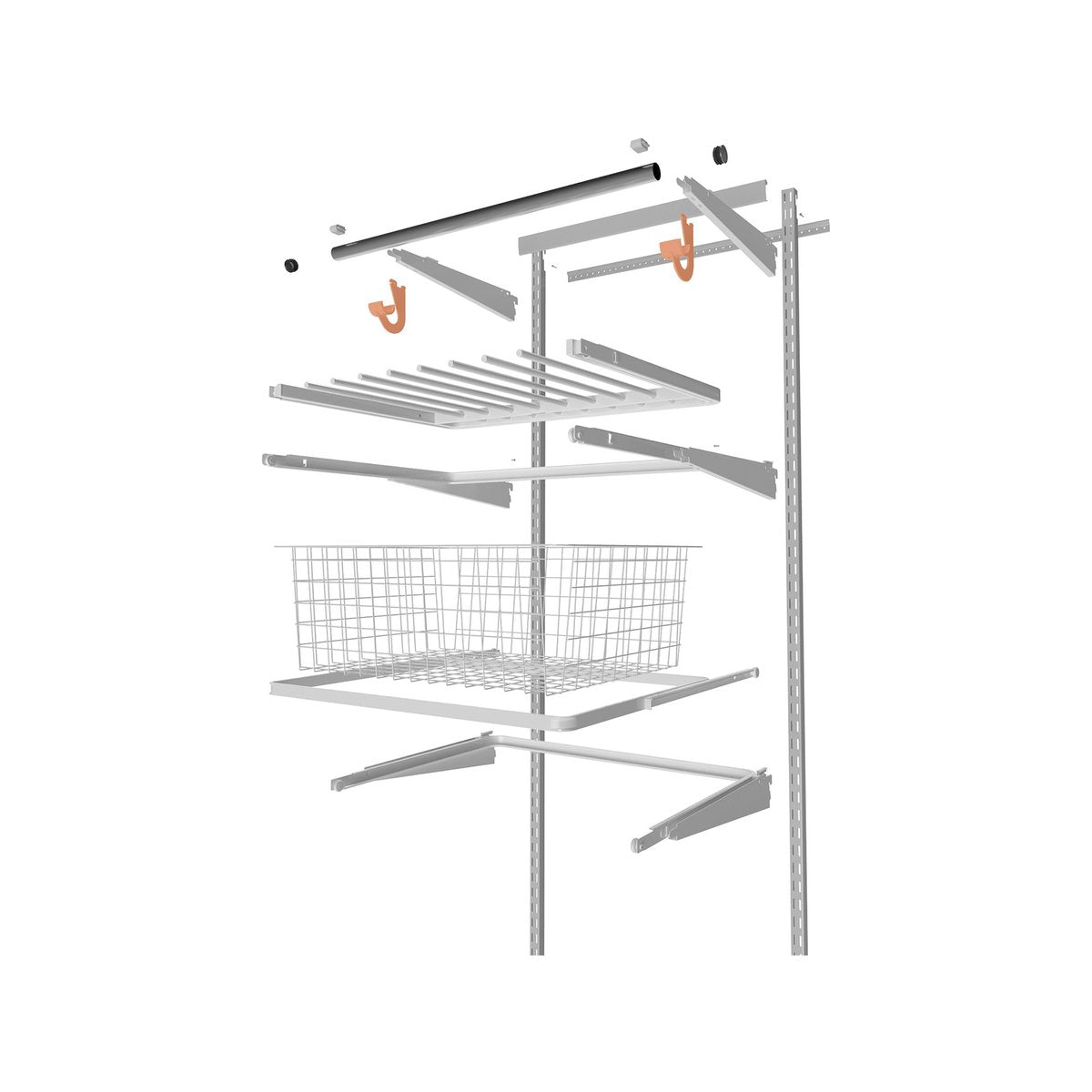 Flexi Storage Home Solutions 40 x 100 x 80mm Black Steel Hanging Rod Bracket - 2 Pack