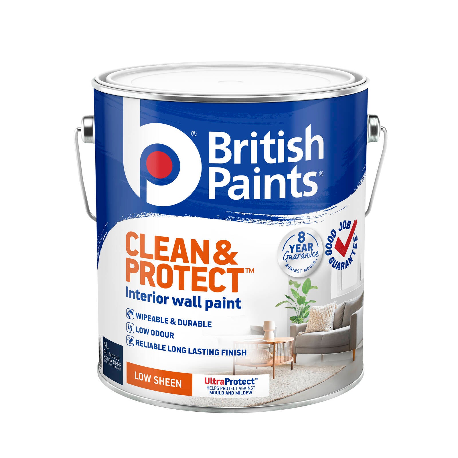 British Paints Clean & Protect Interior Paint Extra Deep Low Sheen 4L