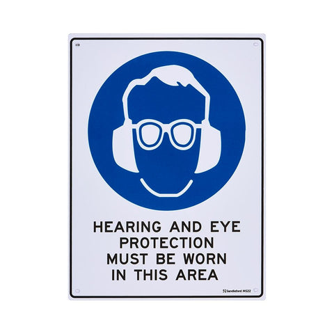 Sandleford Sign - 300 x 225mm - Polypropylene - Hearing & Eye Protection - SuperSaverAU - view 1