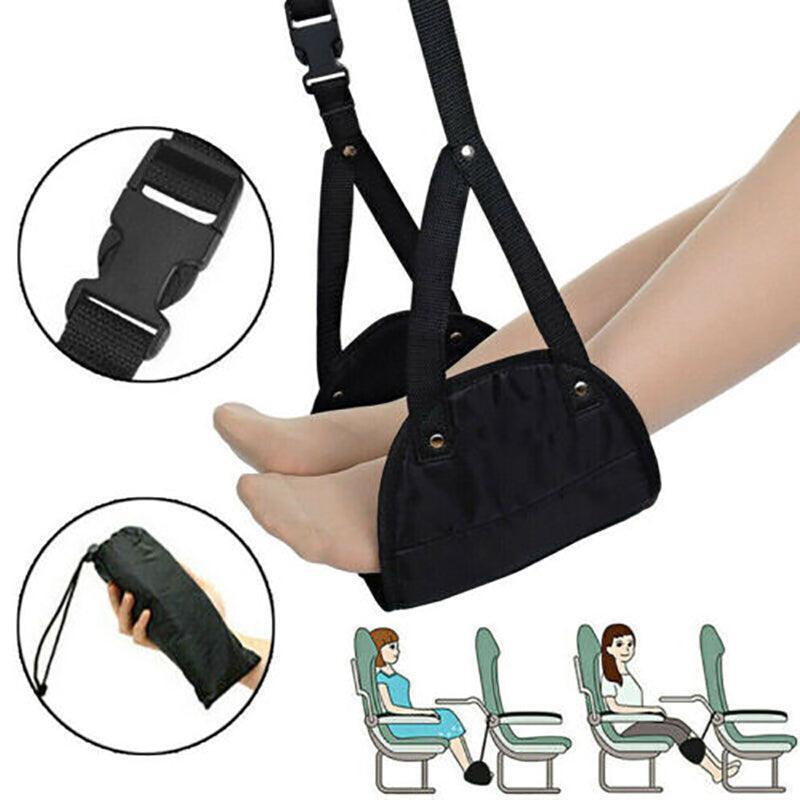 Airplane Foot Rest Hammock, Memory Foam Travel Footrest - Black - view 3