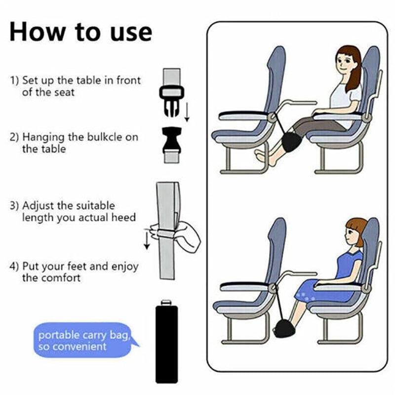 Airplane Foot Rest Hammock, Memory Foam Travel Footrest - Black - view 5