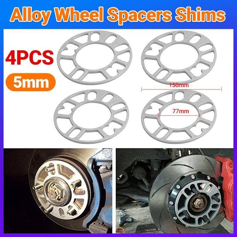 Alloy Aluminium Wheel Spacer Shims 5 mm, Universal 4 and 5 Stud, Pack of 4