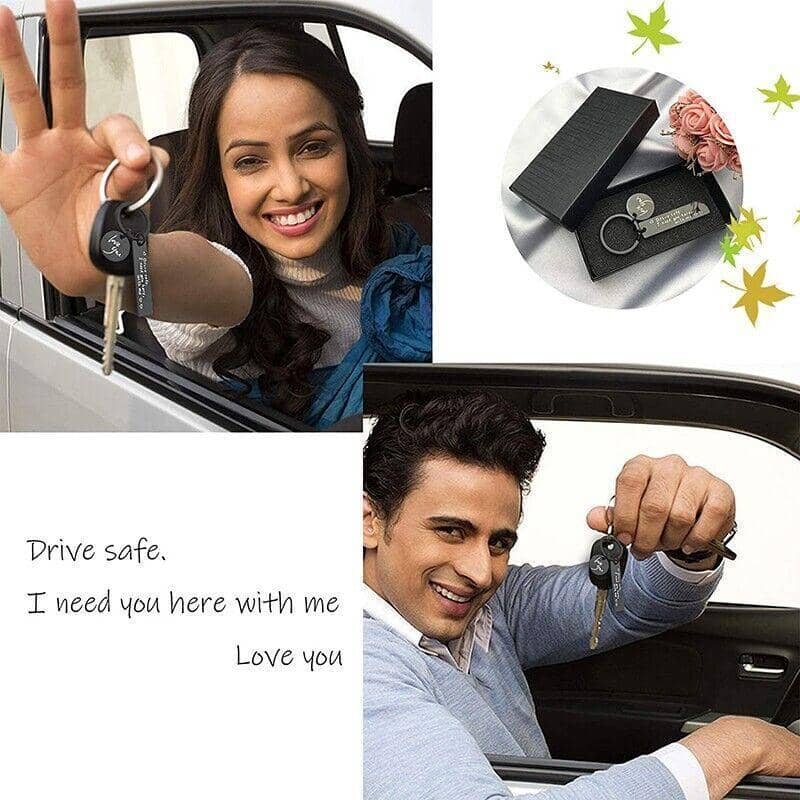 Alloy Couple Keyring Keychain - Drive Safe I Need You Here with Me Car Gift - view 4