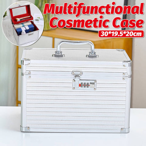 Aluminium Alloy Cosmetic Case with Password Lock, Portable Storage Box
