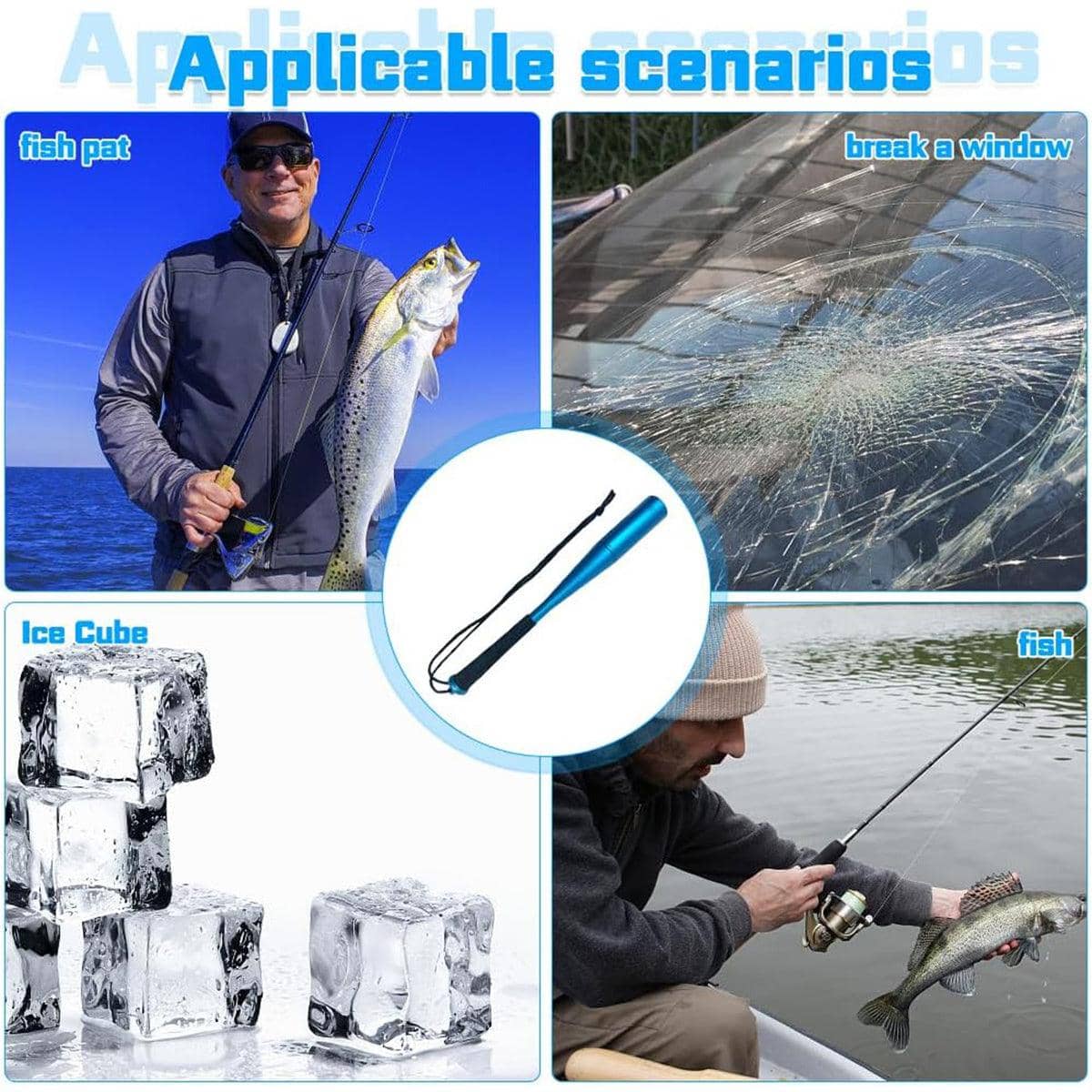 Aluminium Alloy Fish Hammer with Rope, Fishing Gear Knocker - Blue - view 5