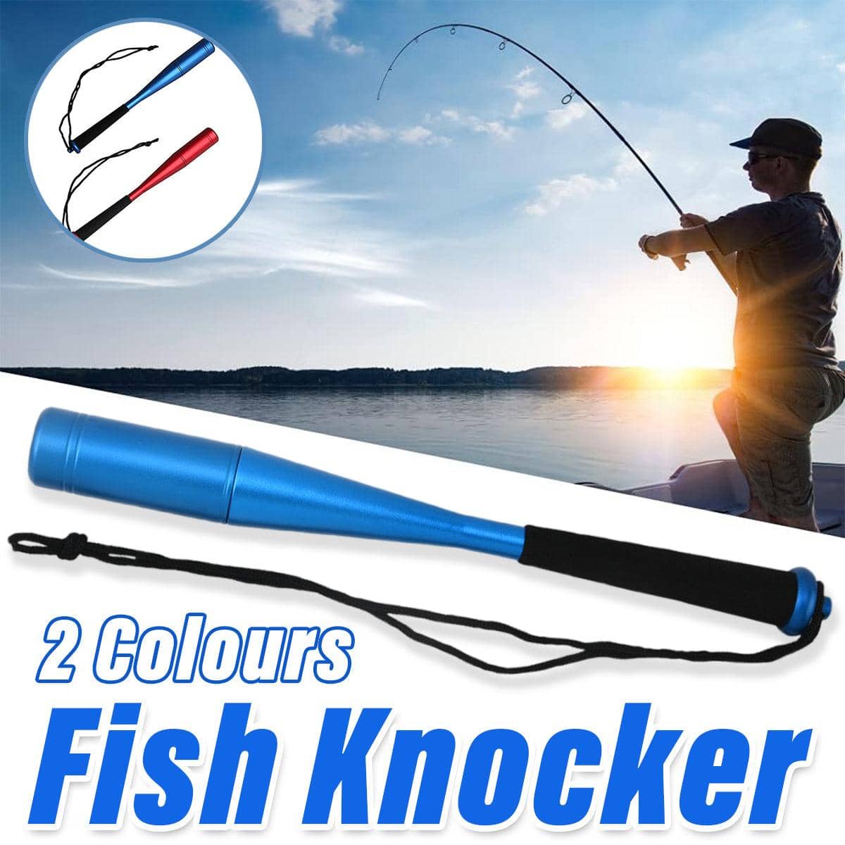 Aluminium Alloy Fish Hammer with Rope, Fishing Gear Knocker - Red - view 2