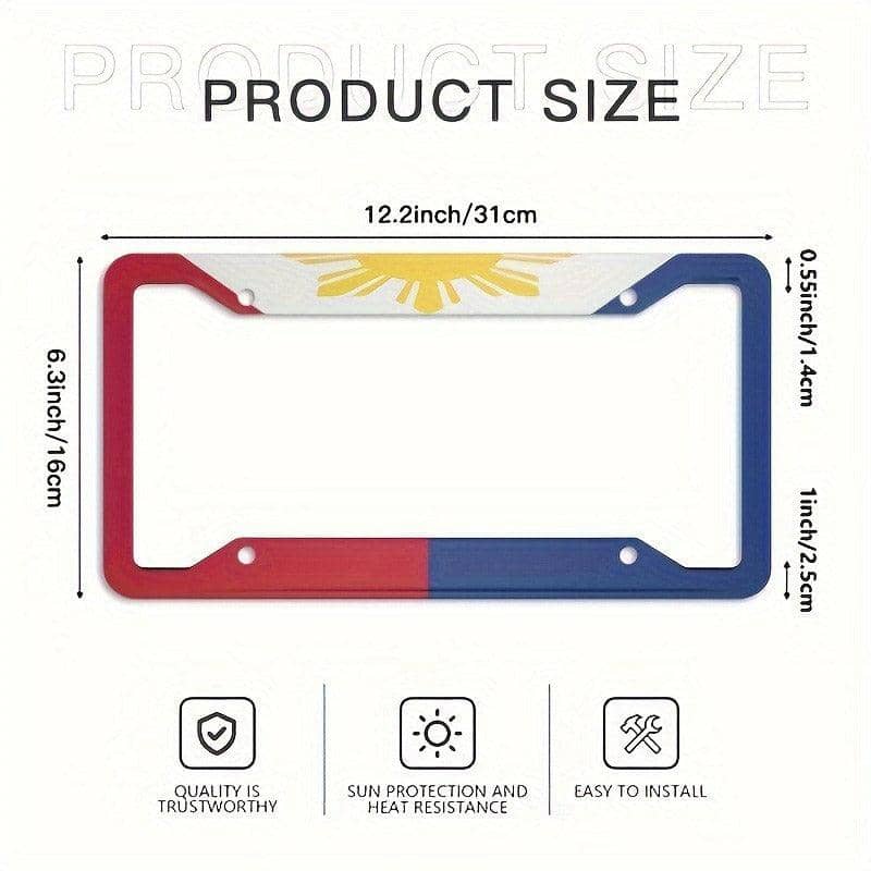 Aluminium Alloy License Plate Frame, 2 Pack - Sun Pattern - view 3