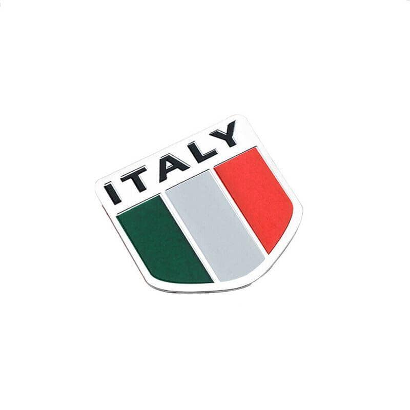Aluminium Car Emblem Badge Decal, 5 x 5 cm - Italy Flag