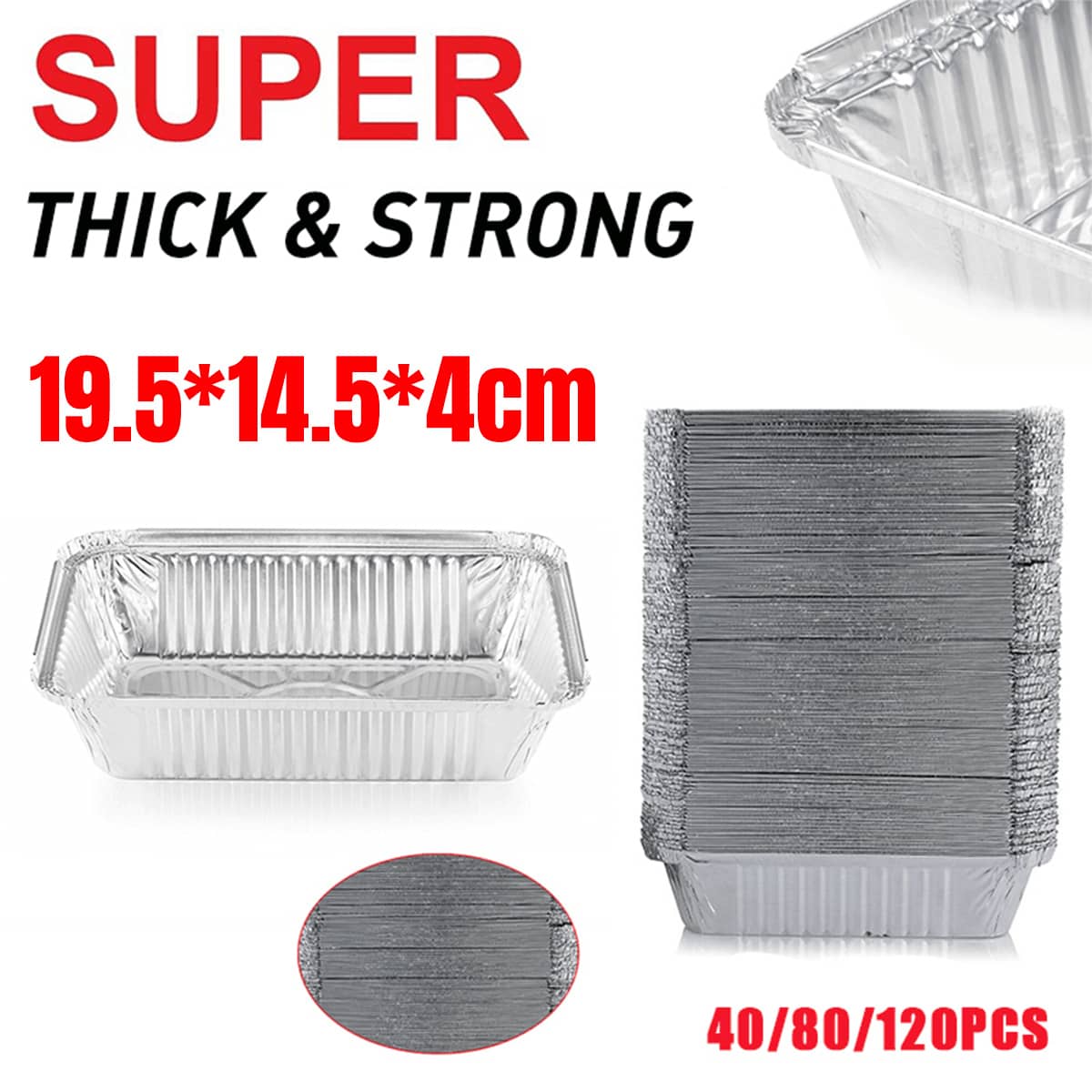 Aluminium Foil Oven Trays for BBQ and Baking - Pack of 80 - view 2