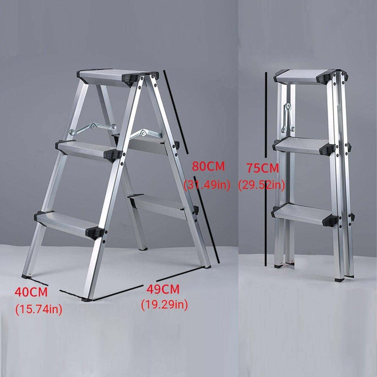Aluminium Folding Step Ladder Anti-Slip Portable Home Stool - 2 Step Folding Ladder - view 5