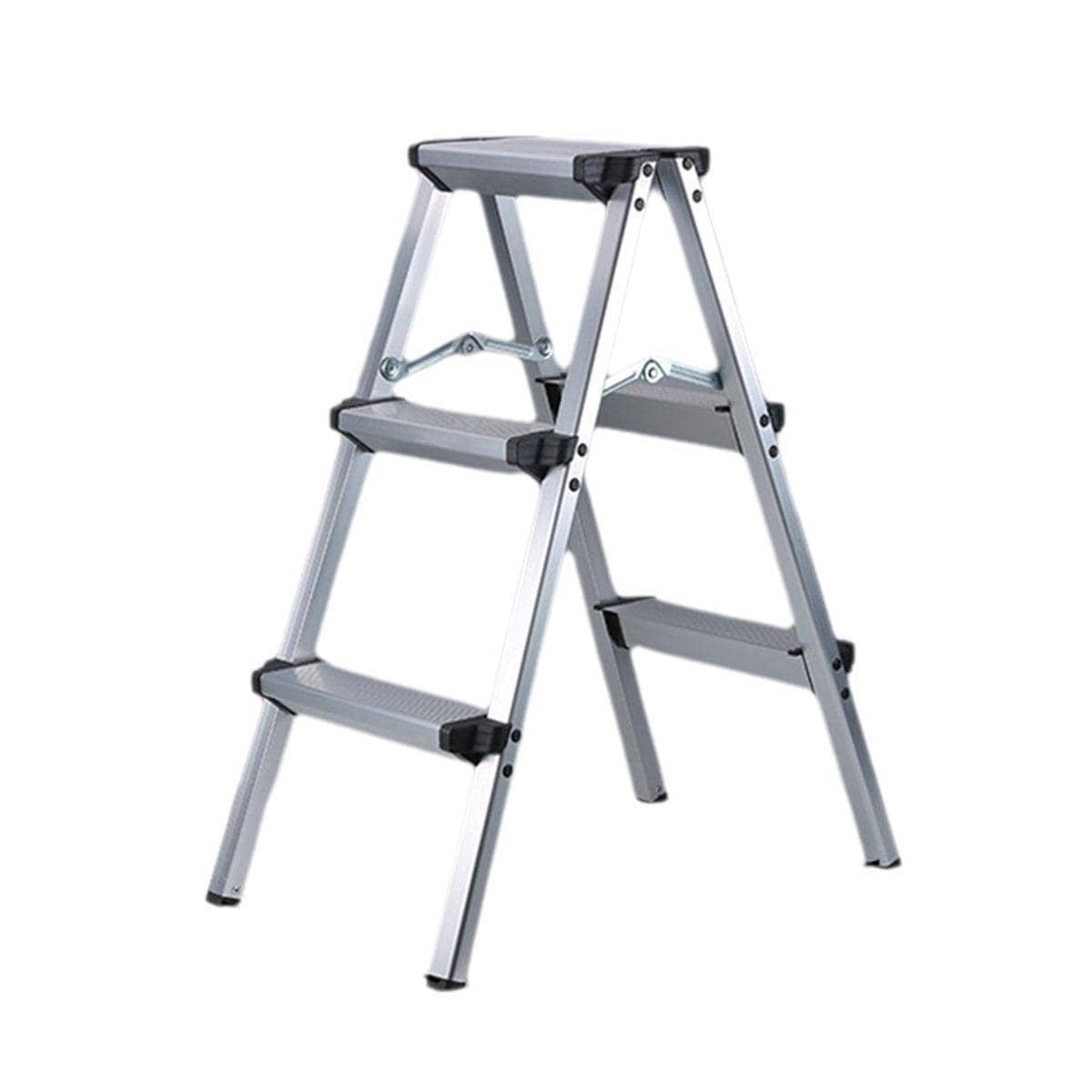 Aluminium Folding Step Ladder Anti-Slip Portable Home Stool - 3 Step Folding Ladder