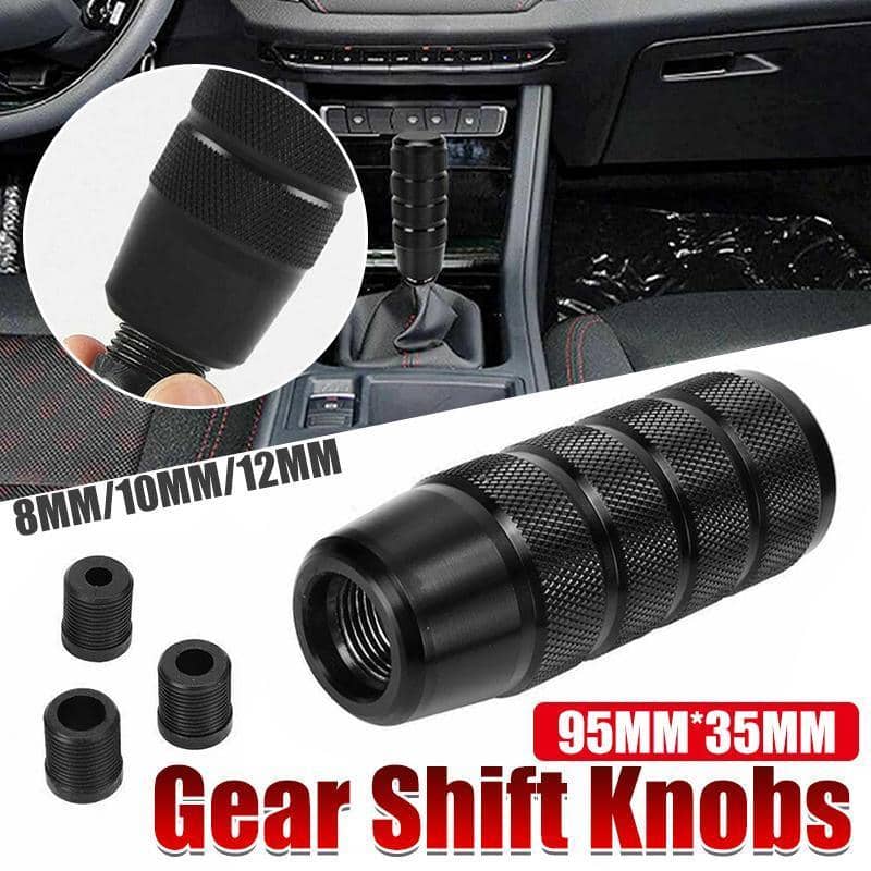 Aluminium Manual Car Gear Shift Knob Universal Fit 95 x 35 mm - Black