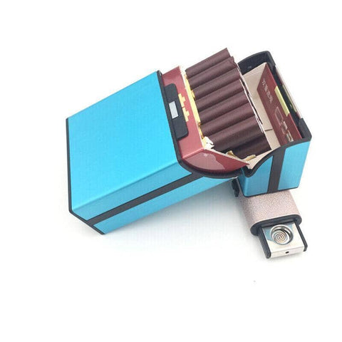 Aluminium Pocket Cigarette Case, 20 Cigarette Capacity - Blue