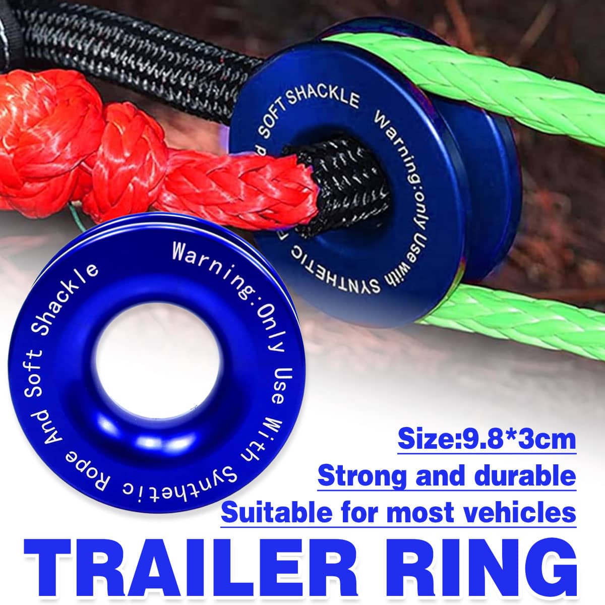 Aluminium Recovery Tow Ring for off Road Vehicles with Synthetic Rope