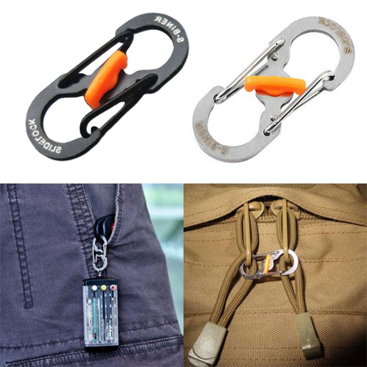 Aluminium S-Biner Carabiner Keychain Clip Spring Hook - Black - view 11