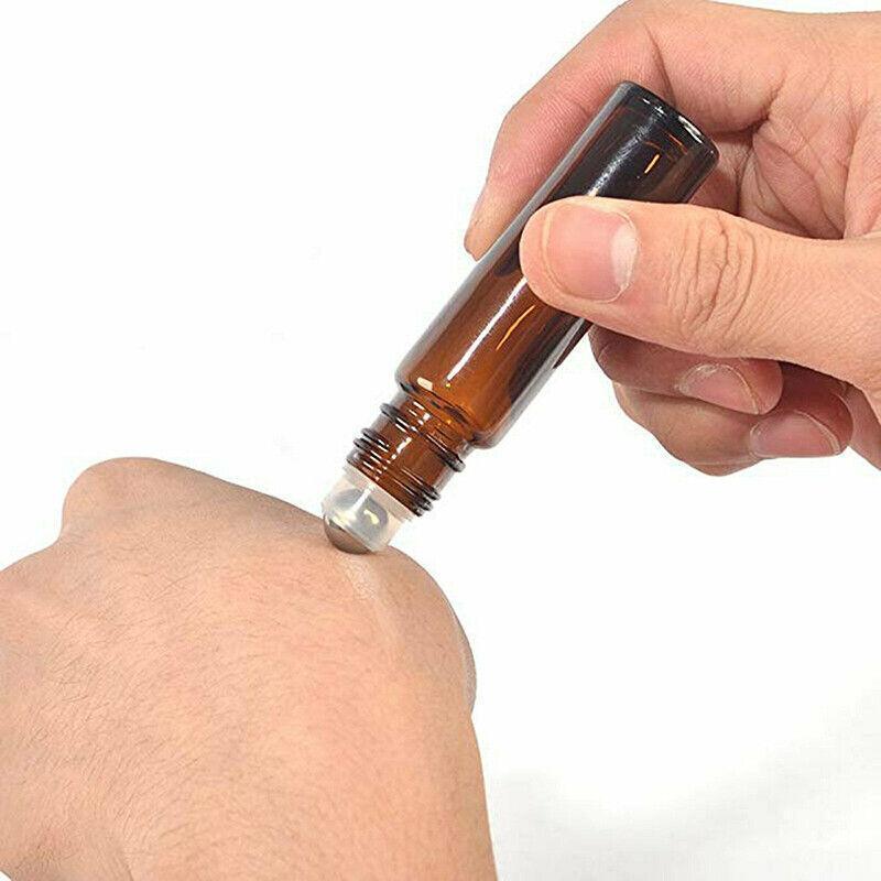 Amber Glass Roller Bottles for Essential Oils - Large 10 ml, Pack of 20 - view 10