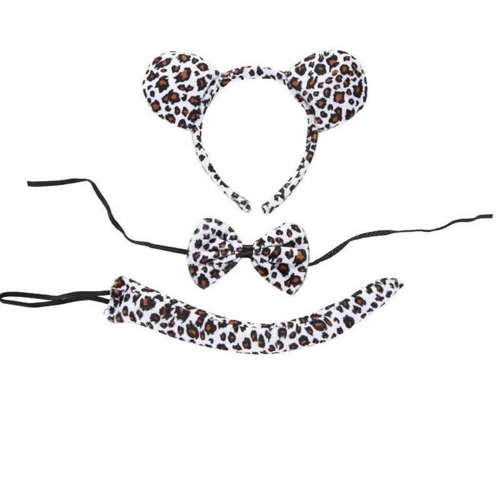 Animal Costume Dress-Up Set with Ears, Bow Tie and Tail - Leopard