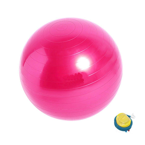 Anti-Burst Inflatable Yoga Ball with Foot Pump - Hot Pink, 75 cm