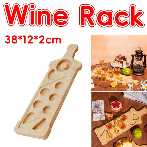 Anti Slip Bamboo Wine Glass and Condiment Rack with Divided Compartments