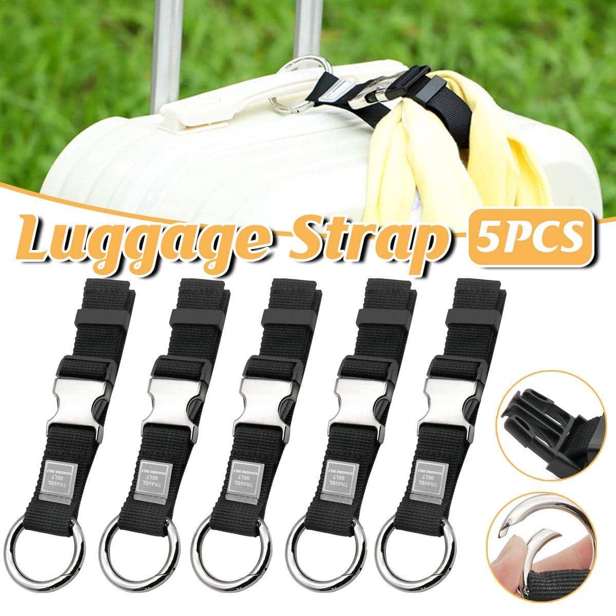 Anti-Theft Luggage Strap Set with Metal Buckle, Pack of 5