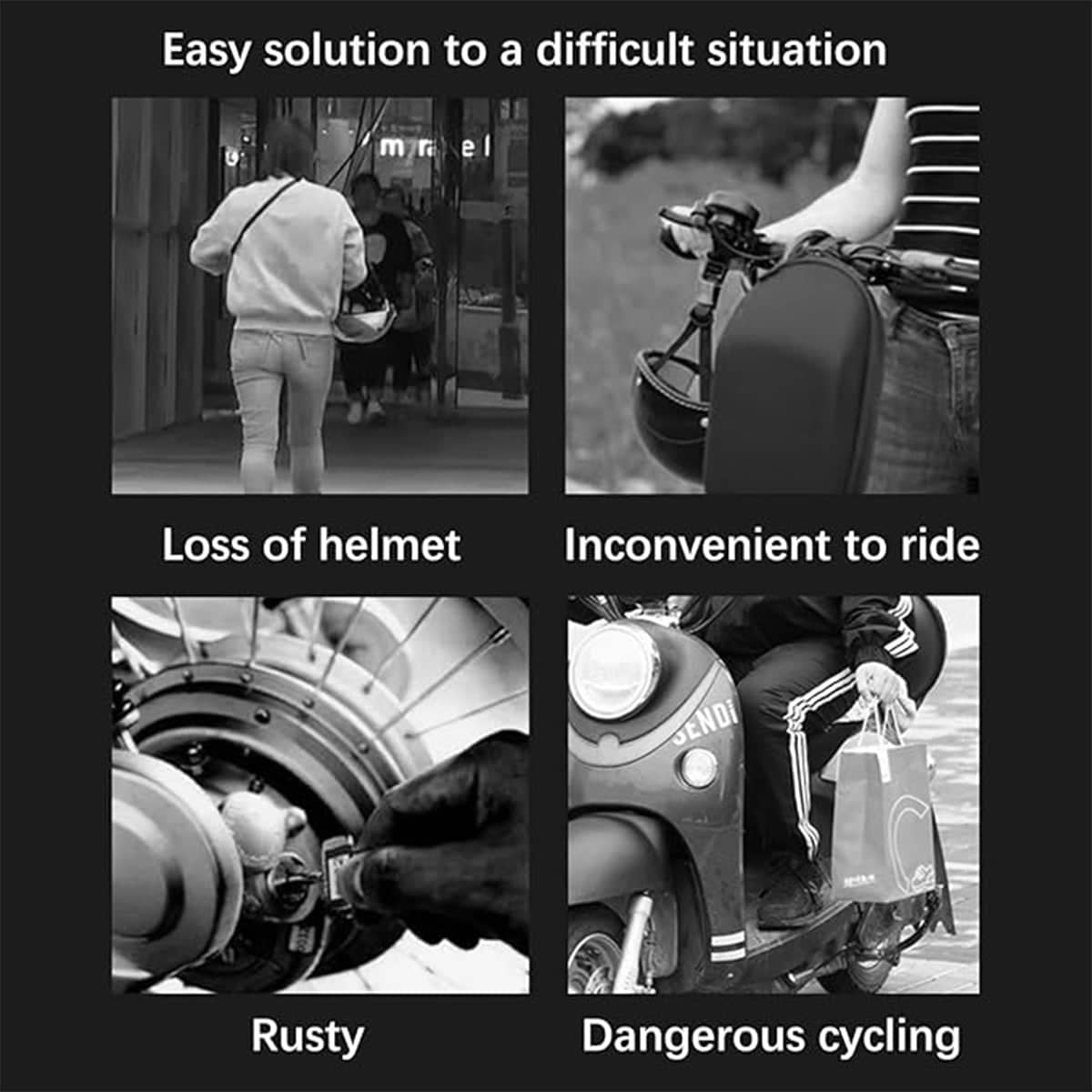 Anti-Theft Motorcycle Helmet Lock with Key, Metal Handlebar Hook - view 5