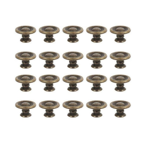 Antique Brass Drawer Knobs for Cabinets and Cupboards - Pack of 20
